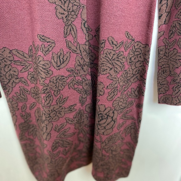 SOFT SURROUNDINGS Floral Duster Sweater Coat Burgundy - Small - Picture 4 of 8